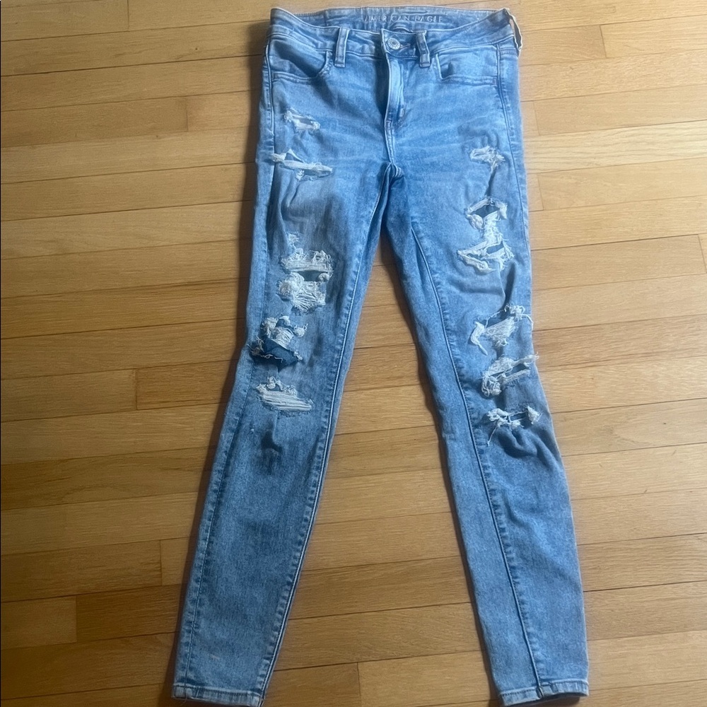 American Eagle Outfitters next Level Stretch Distressed Jeggings, 4